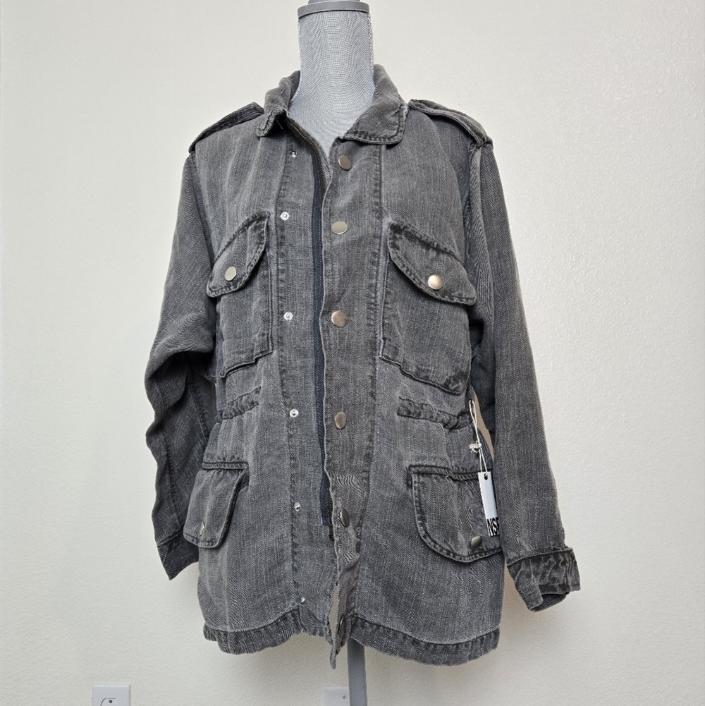 NSF Joli Jacket Size XS Linen Lyocell Blend NWT Utility Grunge Burn Cargo - Picture 4 of 16